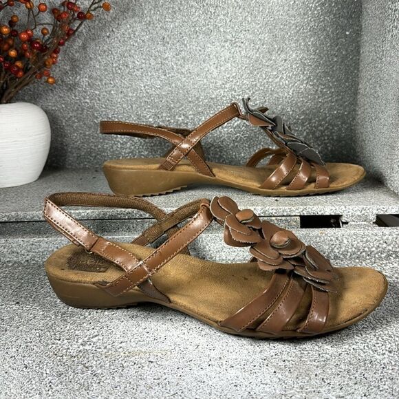 SBicca Leather Floral Sandals Shoes Size 9 Boho Hippie - Picture 1 of 9